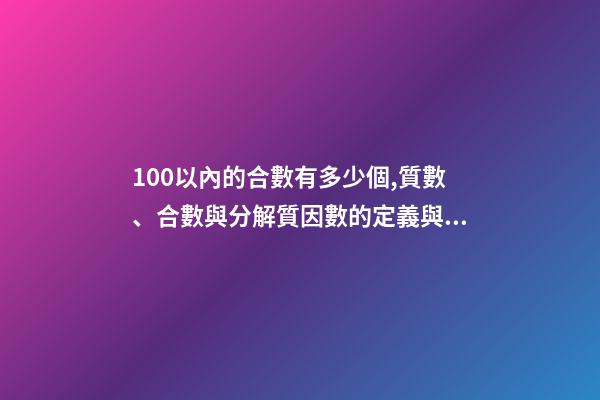 100以內的合數有多少個,質數、合數與分解質因數的定義與方法(26)-第1張-觀點-玄機派