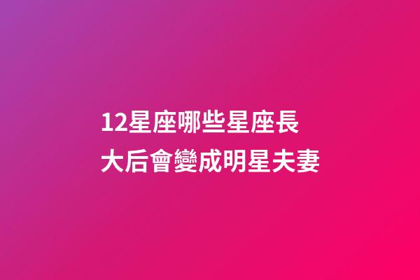 12星座哪些星座長大后會變成明星夫妻-第1張-星座運勢-玄機派