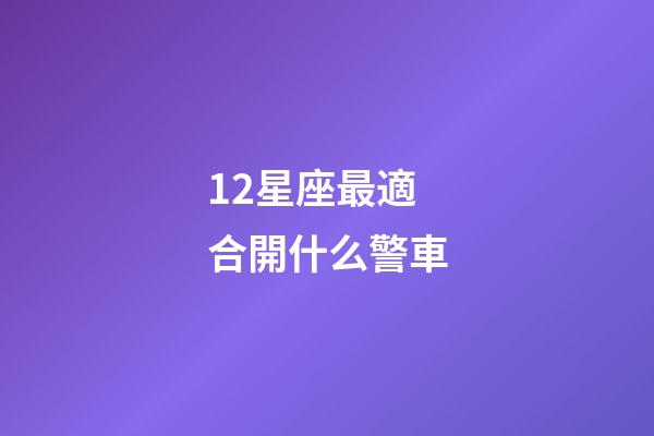 12星座最適合開什么警車-第1張-星座運勢-玄機派