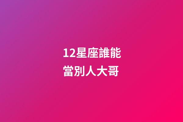 12星座誰能當別人大哥-第1張-星座運勢-玄機派