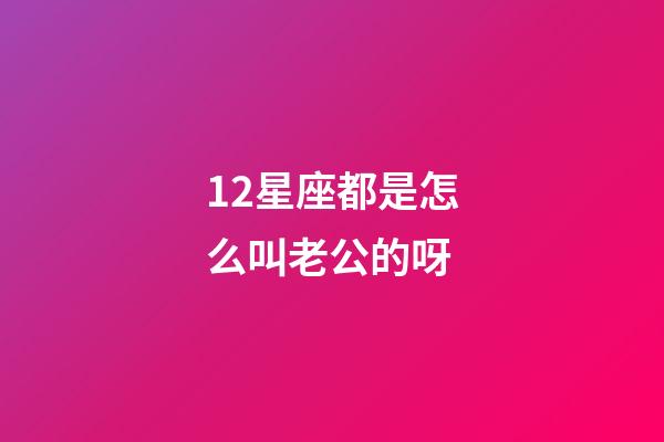 12星座都是怎么叫老公的呀-第1張-星座運勢-玄機派
