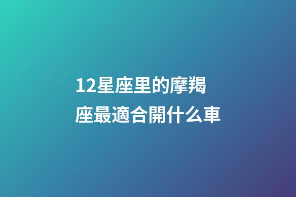 12星座里的摩羯座最適合開什么車-第1張-星座運勢-玄機派