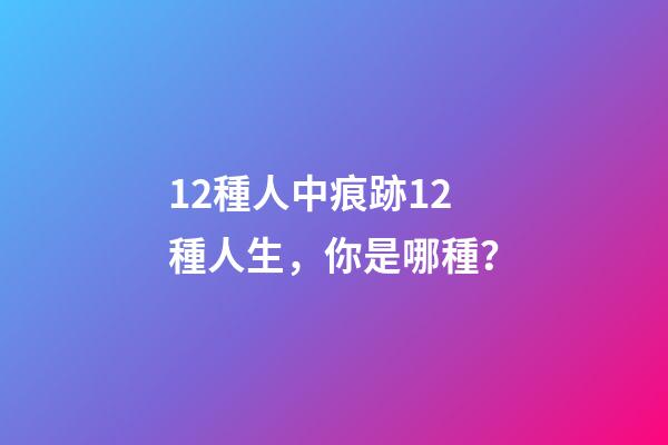12種人中痕跡12種人生，你是哪種？