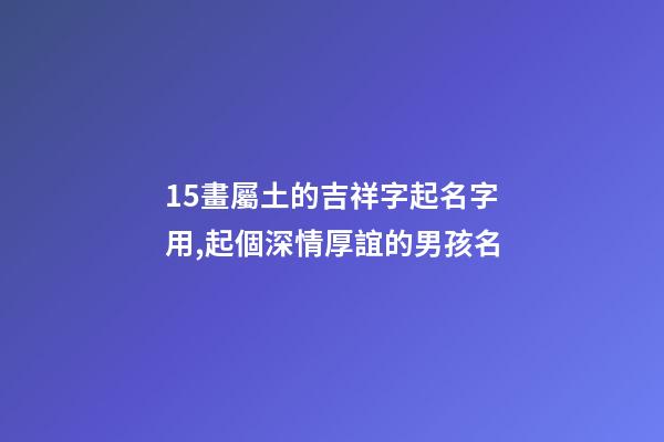 15畫屬土的吉祥字起名字用,起個深情厚誼的男孩名-第1張-觀點-玄機派