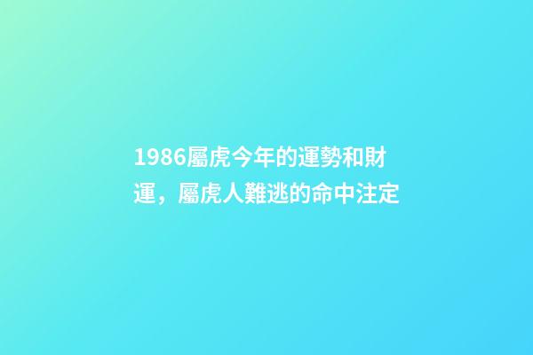 1986屬虎今年的運勢和財運，屬虎人難逃的命中注定