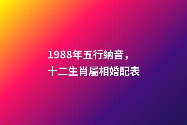 1988年五行納音，十二生肖屬相婚配表(含具體年份)
