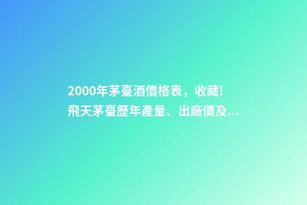 2000年茅臺酒價格表，收藏!飛天茅臺歷年產量、出廠價及市場價格-第1張-觀點-玄機派