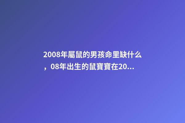 2008年屬鼠的男孩命里缺什么，08年出生的鼠寶寶在2018年-第1張-觀點-玄機派