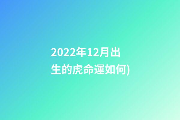 2022年12月出生的虎命運如何(十二月 你好——愛滿家書(314))-第1張-觀點-玄機派