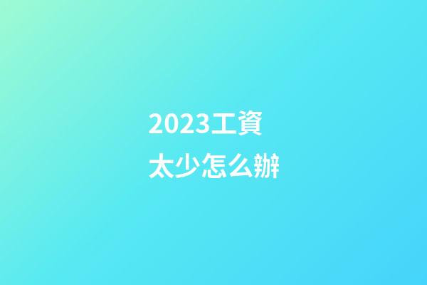 2023工資太少怎么辦