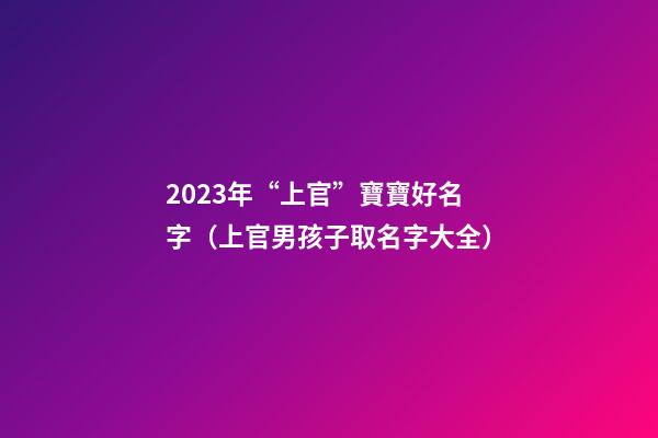 2023年“上官”寶寶好名字（上官男孩子取名字大全）