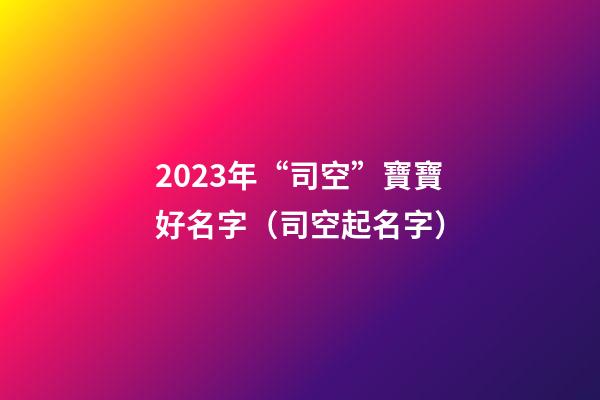 2023年“司空”寶寶好名字（司空起名字）