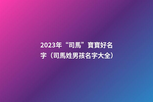 2023年“司馬”寶寶好名字（司馬姓男孩名字大全）