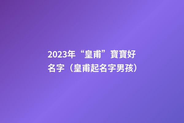 2023年“皇甫”寶寶好名字（皇甫起名字男孩）