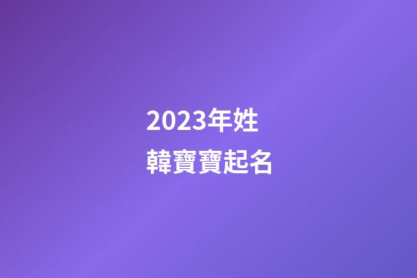 2023年姓韓寶寶起名