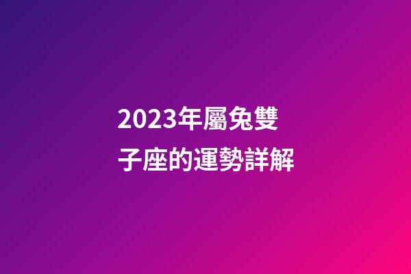 2023年屬兔雙子座的運勢詳解-第1張-星座運勢-玄機派