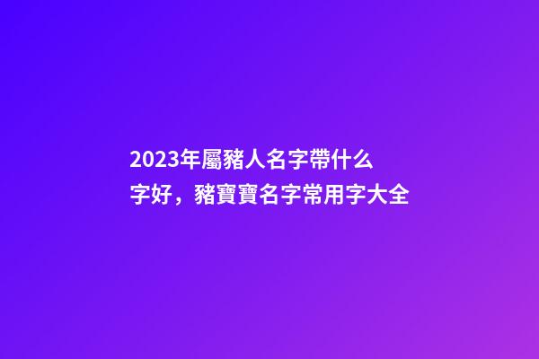 2023年屬豬人名字帶什么字好，豬寶寶名字常用字大全