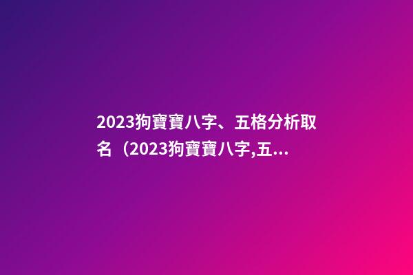 2023狗寶寶八字、五格分析取名（2023狗寶寶八字,五格分析取名吉兇）