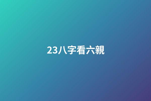 23.八字看六親