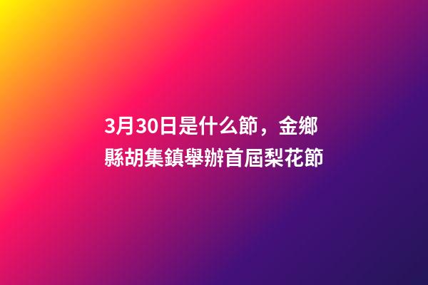 3月30日是什么節，金鄉縣胡集鎮舉辦首屆梨花節-第1張-觀點-玄機派
