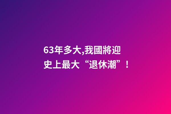 63年多大,我國將迎史上最大“退休潮”!-第1張-觀點-玄機派