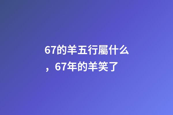 67的羊五行屬什么，67年的羊笑了-第1張-觀點-玄機派