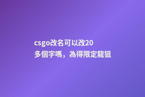 csgo改名可以改20多個字嗎，為得限定龍狙-第1張-觀點-玄機派