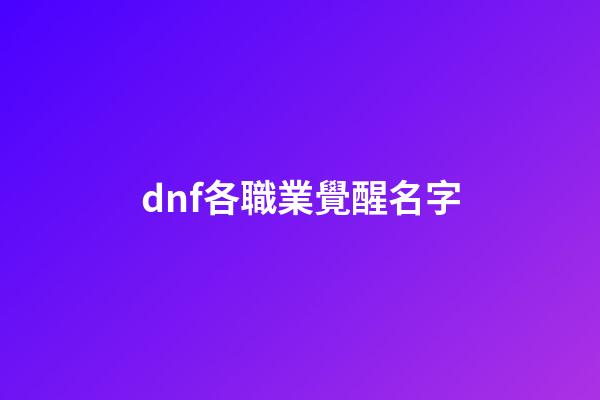 dnf各職業覺醒名字