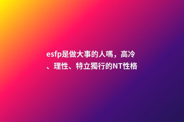 esfp是做大事的人嗎，高冷、理性、特立獨行的NT性格-第1張-觀點-玄機派