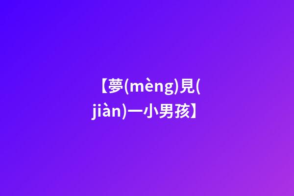 【夢(mèng)見(jiàn)一小男孩】