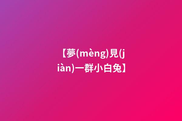 【夢(mèng)見(jiàn)一群小白兔】