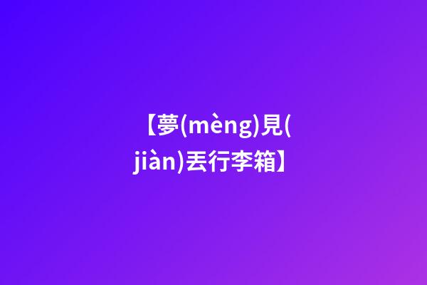 【夢(mèng)見(jiàn)丟行李箱】