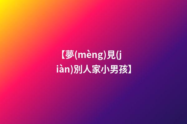 【夢(mèng)見(jiàn)別人家小男孩】