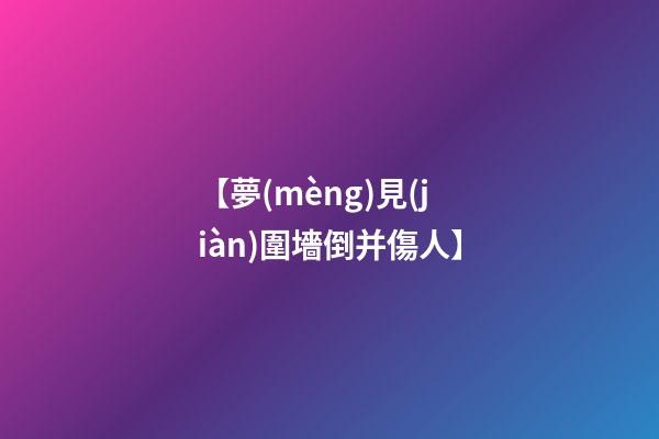 【夢(mèng)見(jiàn)圍墻倒并傷人】