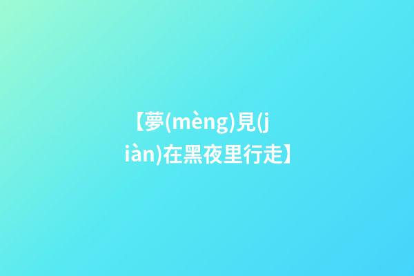 【夢(mèng)見(jiàn)在黑夜里行走】