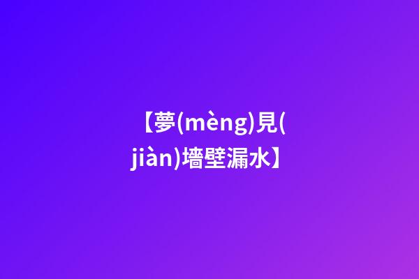 【夢(mèng)見(jiàn)墻壁漏水】