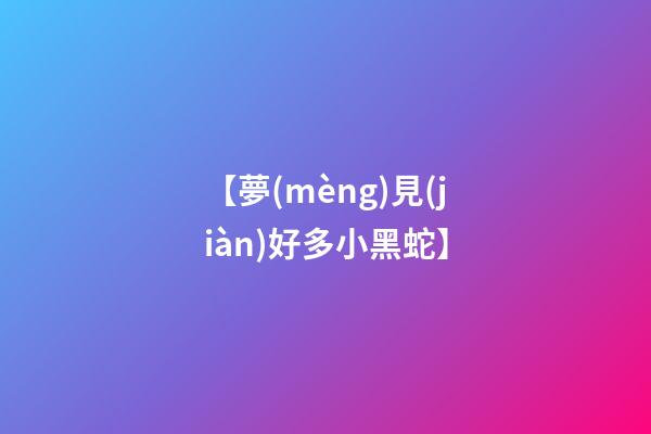 【夢(mèng)見(jiàn)好多小黑蛇】
