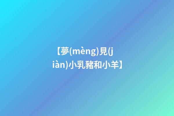 【夢(mèng)見(jiàn)小乳豬和小羊】