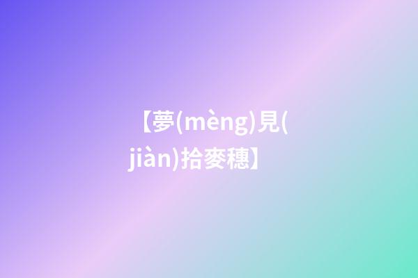 【夢(mèng)見(jiàn)拾麥穗】