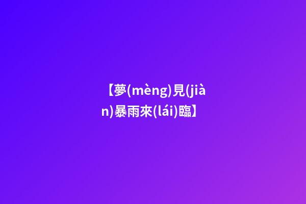 【夢(mèng)見(jiàn)暴雨來(lái)臨】