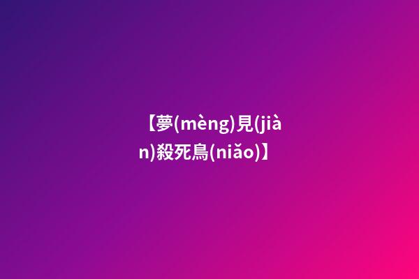 【夢(mèng)見(jiàn)殺死鳥(niǎo)】