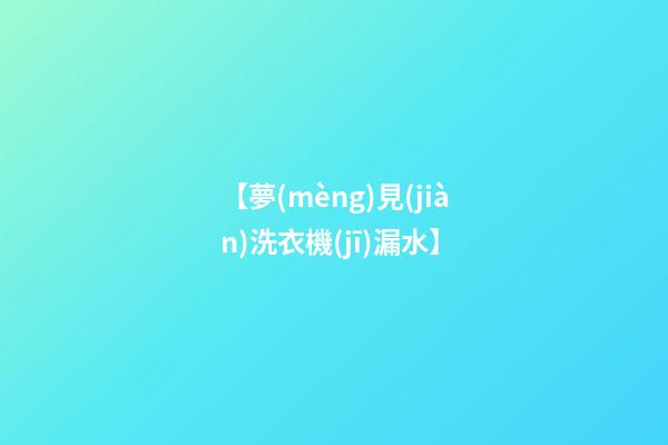 【夢(mèng)見(jiàn)洗衣機(jī)漏水】