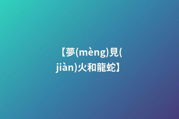 【夢(mèng)見(jiàn)火和龍蛇】