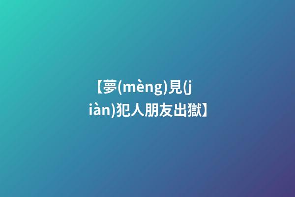 【夢(mèng)見(jiàn)犯人朋友出獄】