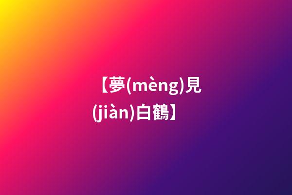 【夢(mèng)見(jiàn)白鶴】