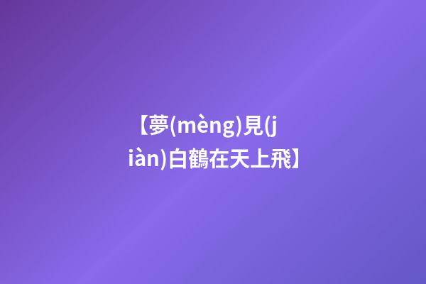【夢(mèng)見(jiàn)白鶴在天上飛】