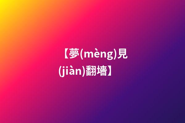 【夢(mèng)見(jiàn)翻墻】