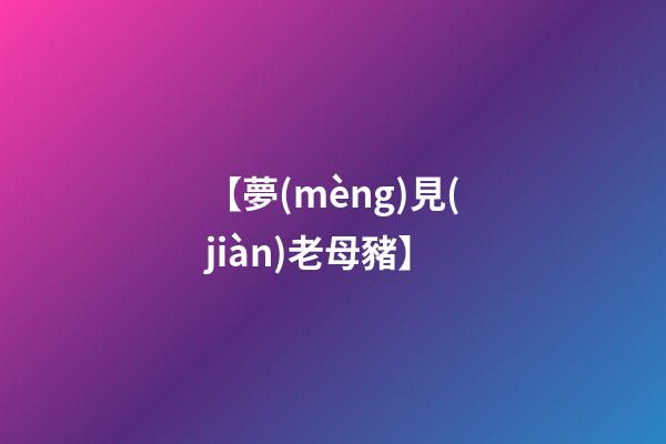 【夢(mèng)見(jiàn)老母豬】