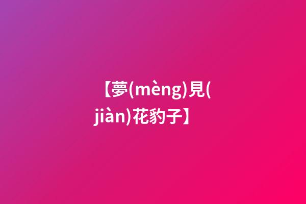 【夢(mèng)見(jiàn)花豹子】