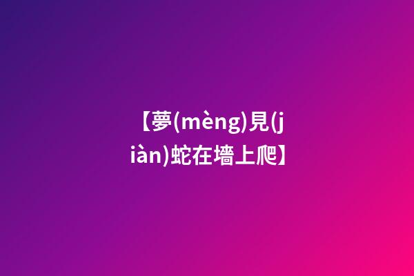 【夢(mèng)見(jiàn)蛇在墻上爬】